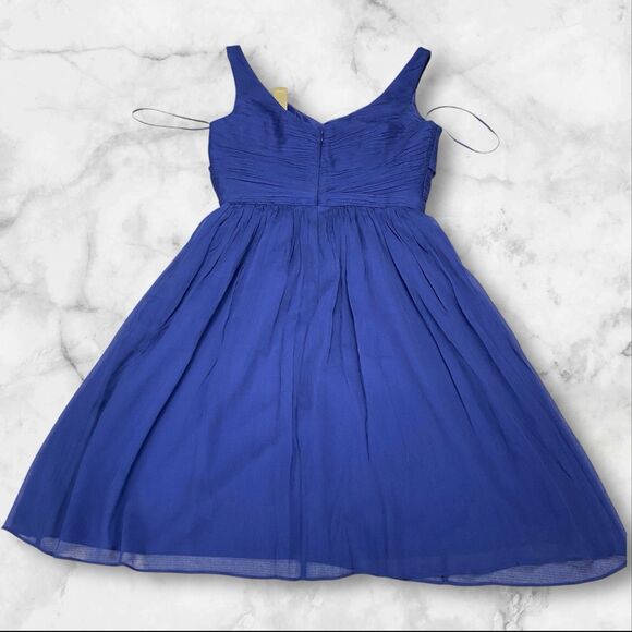 J Crew Heidi Dress Size 4 100% Silk Chiffon A-line V Neck Style 93100 - Picture 12 of 16